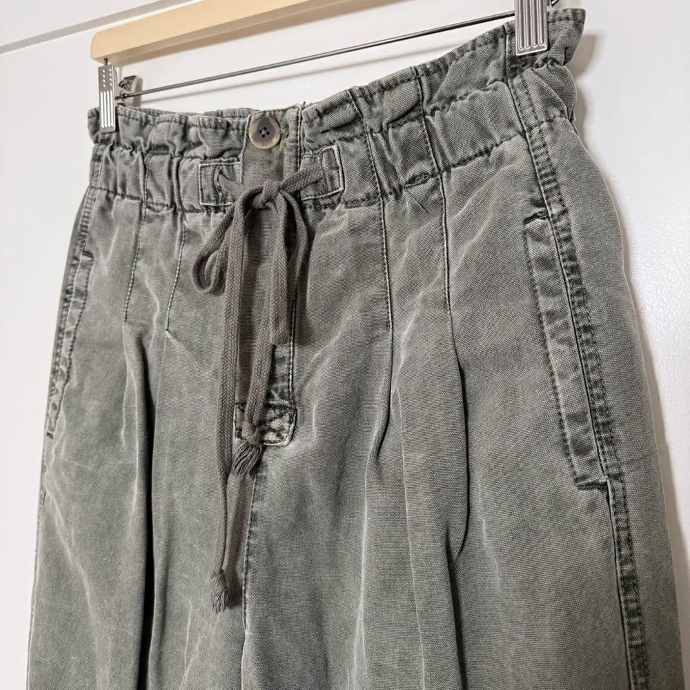 Free People Margate Pleated Trouser Pants Womens Sz XS Gray Button Fly Boho